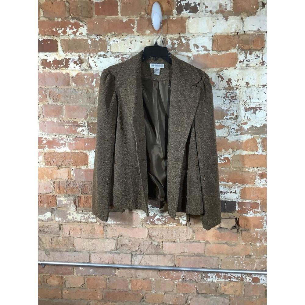 NEWPORT NEWS Blazer Brown & WHITE Lined Jacket SZ 14